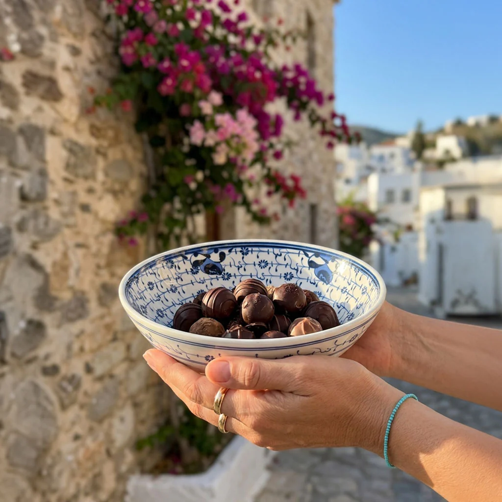 Iznik Ceramic Bowl with Golden Horn Pattern – Ø 16 cm - Image 3