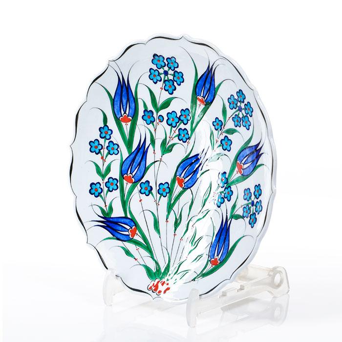 Iznik Plate | Blue Tulips with Penc Flowers - Image 3